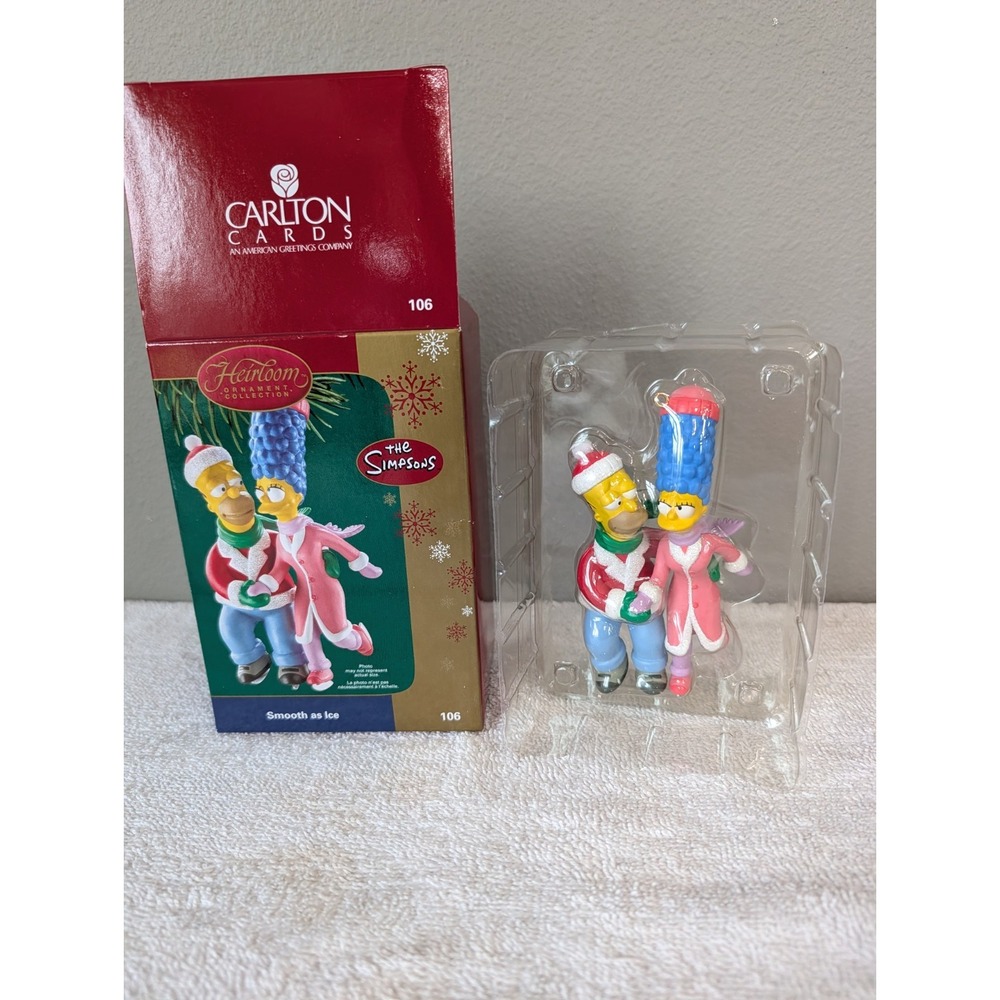 The Simpsons Carlton Cards Ornament Homer Marge Smooth As Ice Christmas Skating